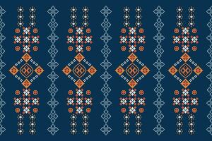 etnisch meetkundig kleding stof patroon kruis steek.ikat borduurwerk etnisch oosters pixel patroon blauw achtergrond. abstract,vector,illustratie. textuur,kleding,lijst,decoratie,motieven,zijde behang. vector