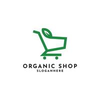 biologisch boodschappen doen kar logo ontwerp creatief idee vector