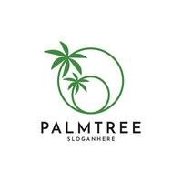 palm boom logo ontwerp creatief idee met cirkel vector