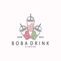 boba drinken logo, melk thee schattig boba parel gelei drinken bubbel vector gemakkelijk minimalistische ontwerp