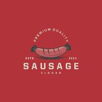 worst logo, vector vlees vork en de worst voedsel, restaurant inspiratie ontwerp, wijnoogst retro rustiek