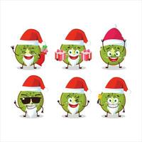 de kerstman claus emoticons met plak van kiwi tekenfilm karakter vector