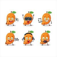 mango tekenfilm karakter zijn spelen spellen met divers schattig emoticons vector