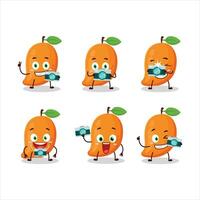 fotograaf beroep emoticon met mango tekenfilm karakter vector