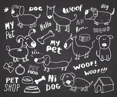 grappige honden doodle set. hand getrokken getekende huisdieren collectie vectorillustratie vector