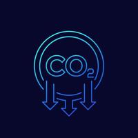 co2, verminder de CO2-uitstoot dunne lijn icoon vector