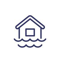 overstromingslijn icoon met een huis vector