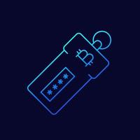 crypto portemonnee voor bitcoin lijn vector icon