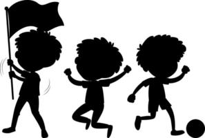 stripfiguur van kinderen silhouet op witte achtergrond vector