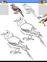 teken- en kleurtaak met het dierenkarakter van Jay Bird vector