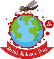 stop malaria-logo of banner met mug op de achtergrond van de wereldkaart vector