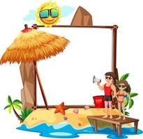 zomer strand thema met lege banner geïsoleerd op een witte achtergrond vector