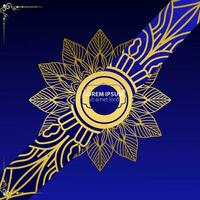 blauw achtergrond met gouden mandala ornament vector