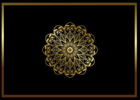 blauw achtergrond met gouden mandala ornament vector