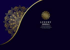 blauw achtergrond met gouden mandala ornament vector