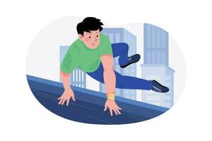 parkour illustratie concept. een vlak illustratie geïsoleerd Aan wit achtergrond vector