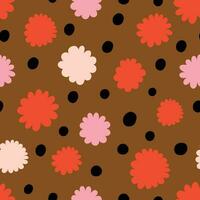 naadloos abstract patroon met gemakkelijk bloemen en stippen. naadloos vector structuur met abstract bloemen. speels achtergrond