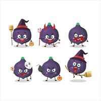 halloween uitdrukking emoticons met tekenfilm karakter van fig vector