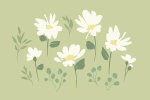 reeks van abstract bloemen ontwerp elementen. bladeren, bloemen, gras, takken. vector illustraties