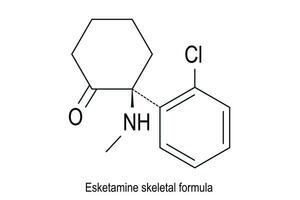 esketamine molecuul skelet- formule. vector illustratie.