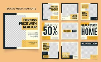 sociale media sjabloon banner huis architectuur service promotie vector