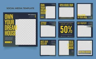 sociale media sjabloon banner huis architectuur service promotie vector