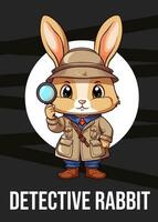 vector illustratie, detective konijn, dier clip art