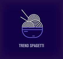 creatief spaghetti bord logo. uniek restaurant en recept programma logo sjabloon. vector