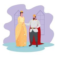 sprookjesachtige koningin en koning cartoon vectorontwerp vector
