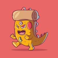 eng monster pizza karakter vector illustratie. grappig, voedsel, merk ontwerp concept.