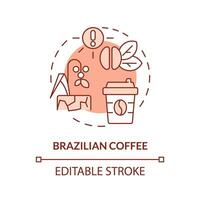 bewerkbare braziliaans koffie icoon vertegenwoordigen hitteflatie concept, geïsoleerd vector, dun lijn illustratie van globaal opwarming invloed. vector