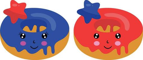blauw en rood donuts voor 4e juli partij vector