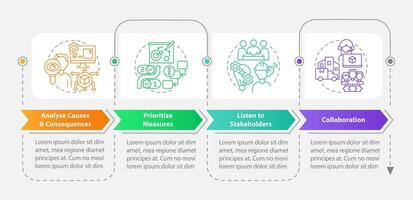 verstoring actie plan rechthoek infographic sjabloon. levering ketting. gegevens visualisatie met 4 stappen. bewerkbare tijdlijn info grafiek. workflow lay-out met lijn pictogrammen vector