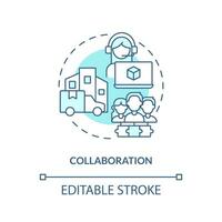 samenwerking turkoois concept icoon. logistiek organisaties. verstoring actie plan abstract idee dun lijn illustratie. geïsoleerd schets tekening. bewerkbare beroerte vector