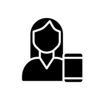 telegeneeskunde zwart glyph icoon. online dokter overleg. telehealth technologie. Gezondheid zorg onderhoud. silhouet symbool Aan wit ruimte. solide pictogram. vector geïsoleerd illustratie