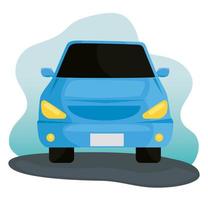 blauwe auto voertuig reizen geïsoleerde icon vector