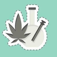 sticker lijn besnoeiing marihuana. verwant naar verslaving woordenboek symbool. gemakkelijk ontwerp bewerkbaar. gemakkelijk illustratie vector