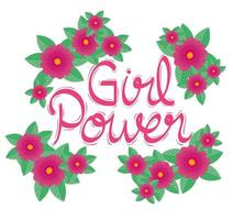 girl power belettering met bloementuin vector