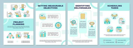 project planning munt brochure sjabloon. bedrijf strategie. brochure ontwerp met lineair pictogrammen. bewerkbare 4 vector indelingen voor presentatie, jaar- rapporten