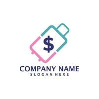 geld koffer logo ontwerp vector. koffer logo ontwerp sjabloon concept vector