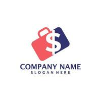 geld koffer logo ontwerp vector. koffer logo ontwerp sjabloon concept vector