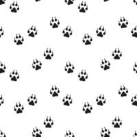 naadloos patroon van dier wolf voetafdrukken. zwart en wit gemakkelijk ontwerp. afdrukken, achtergrond, behang, vector