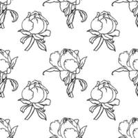 naadloos patroon van contour roos knoppen. bloemen achtergrond. schets tekening, textiel, afdrukken. vector