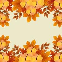 frame van bloemen met takken en herfstbladeren naturals vector