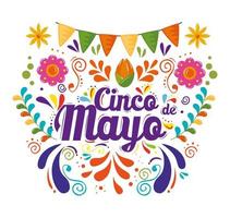 cinco de mayo poster met slingers hangende decoratie vector