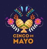 cinco de mayo poster met maracas en decoratie vector