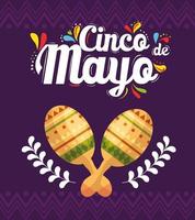 cinco de mayo poster met maracas en decoratie vector