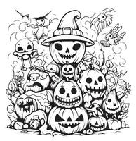 halloween kleur Pagina's met schattig heks vector