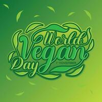 wereld veganistisch dag brief voor sociaal media post of banier vector