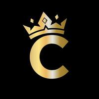 kroon logo Aan brief c vector sjabloon voor schoonheid, mode, elegant, luxe teken